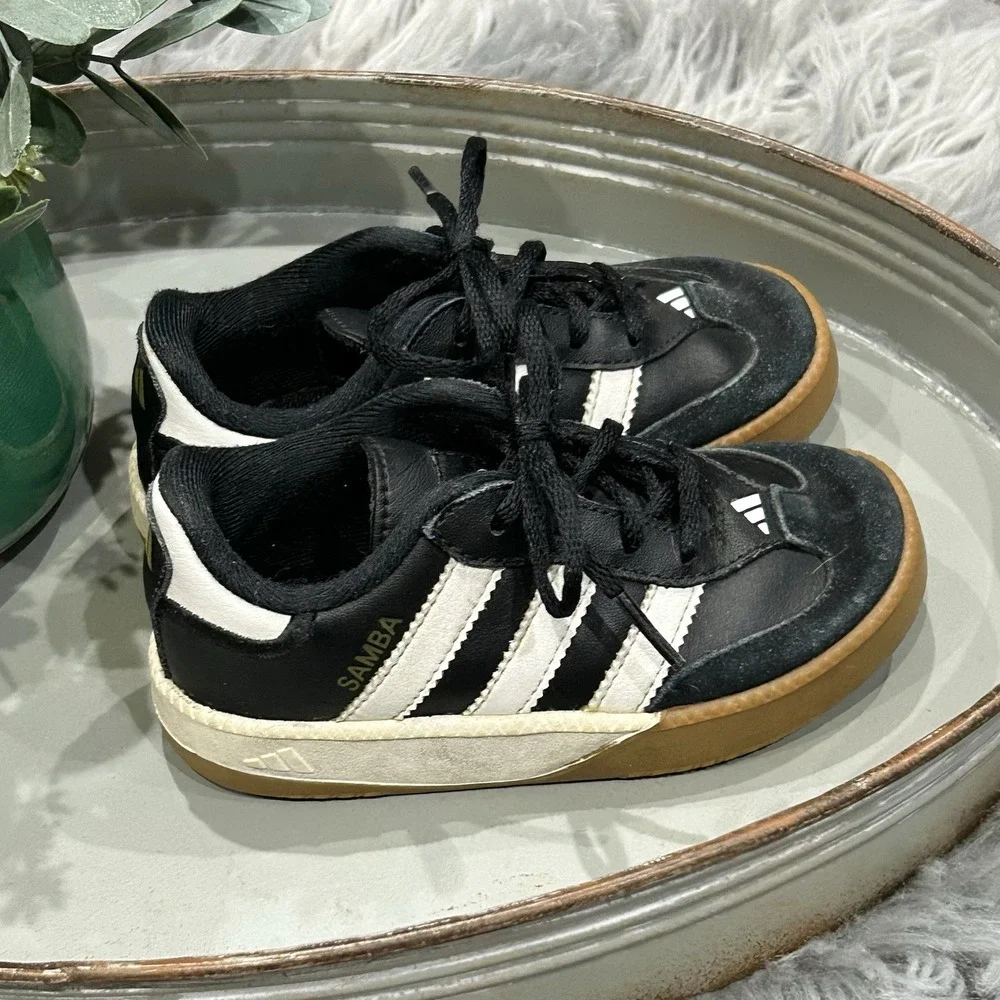 Adidas Samba 3 Stripe Baby Boys Size‎ 8K M Athletic Walking Shoes 789002 Black